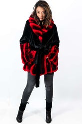 Women's chinchilla coat Alina Red